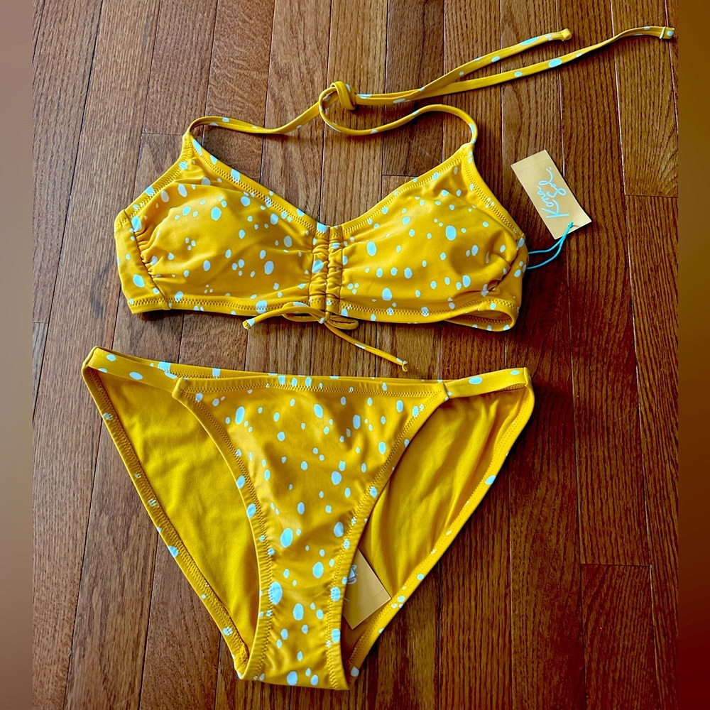 NWT Yellow Bikini with White Design